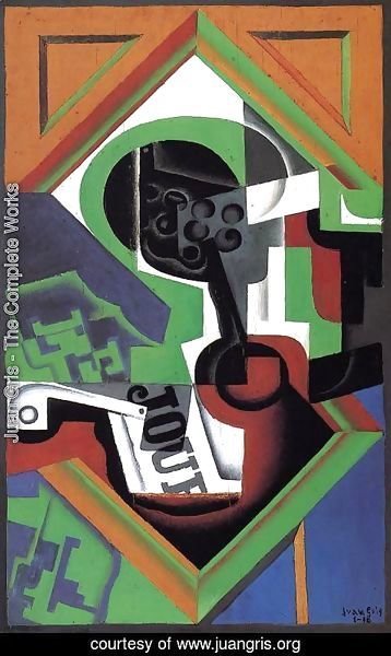 Juan Gris - Pipe and Fruit Dish with Grapes