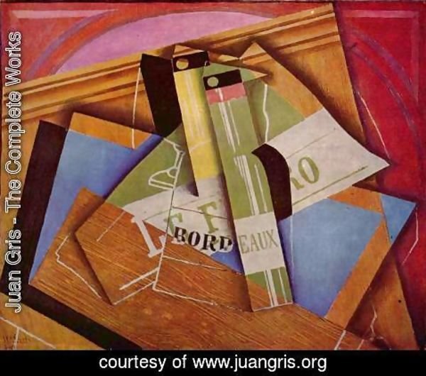 Juan Gris - Still life with bottle of Bordeaux